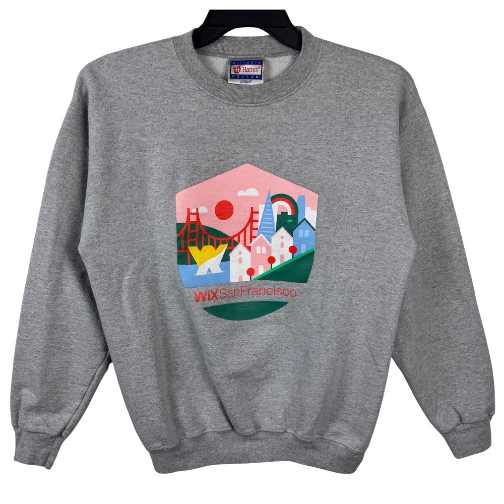 Hanes Sweatshirt Ultimate Cotton Printpro WiX San Francisco S (34-36) Gray Y2K